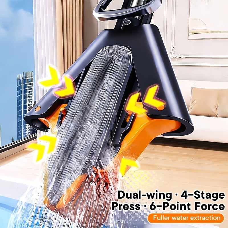 imported Joybos Sponge Squeeze Mop, High Absorbency PVA Sponge Mop Head, 4-Level Self-Wringing Mop for Bathroom Cleaning, Large Mop Head for Living Room Floor Cleaning, Heavy Duty Thickened Stainless Steel Handle, Home Spring Cleaning Tool