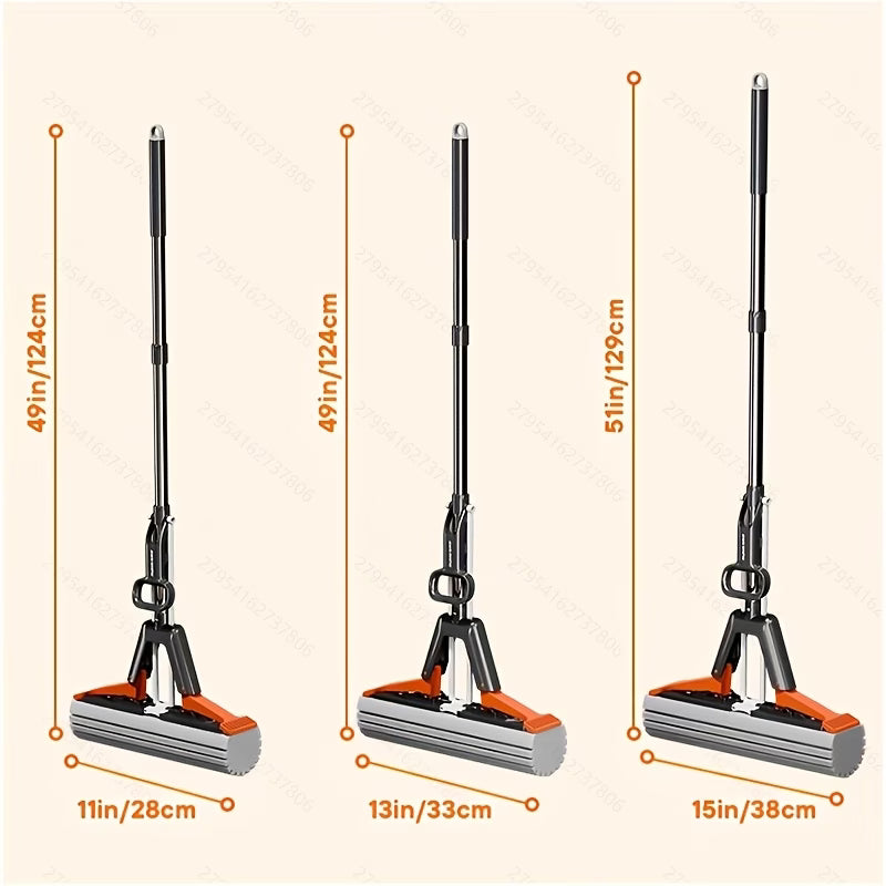 imported Joybos Sponge Squeeze Mop, High Absorbency PVA Sponge Mop Head, 4-Level Self-Wringing Mop for Bathroom Cleaning, Large Mop Head for Living Room Floor Cleaning, Heavy Duty Thickened Stainless Steel Handle, Home Spring Cleaning Tool