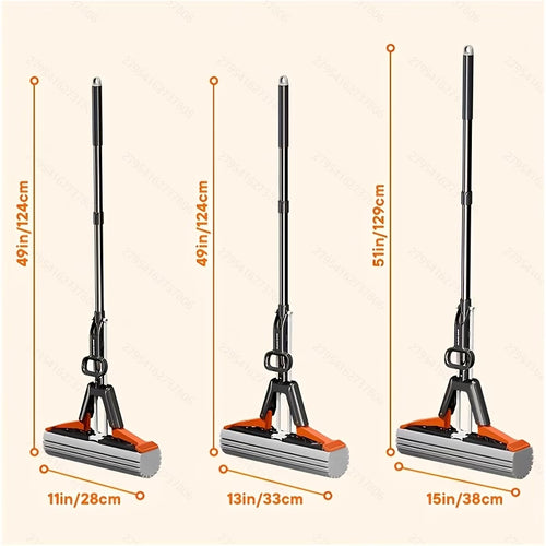 imported Joybos Sponge Squeeze Mop, High Absorbency PVA Sponge Mop Head, 4-Level Self-Wringing Mop for Bathroom Cleaning, Large Mop Head for Living Room Floor Cleaning, Heavy Duty Thickened Stainless Steel Handle, Home Spring Cleaning Tool